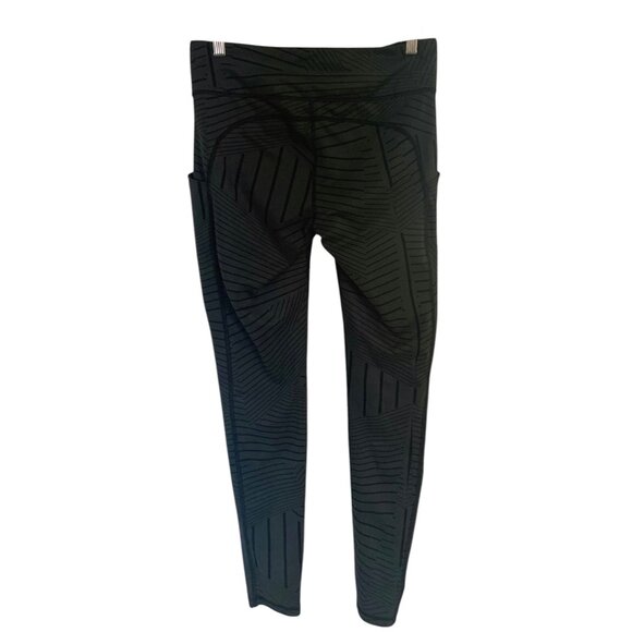 LUCY ACTIVEWEAR Gray + Black Striped High-Rise Women’s Athletic Leggings Medium - Picture 4 of 6